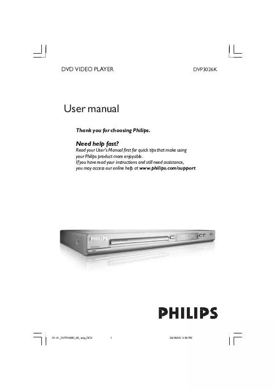 Mode d'emploi PHILIPS DVP3026K