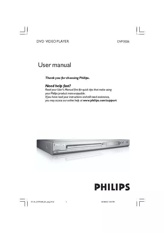 Mode d'emploi PHILIPS DVP3026X