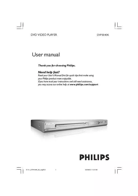 Mode d'emploi PHILIPS DVP3040K