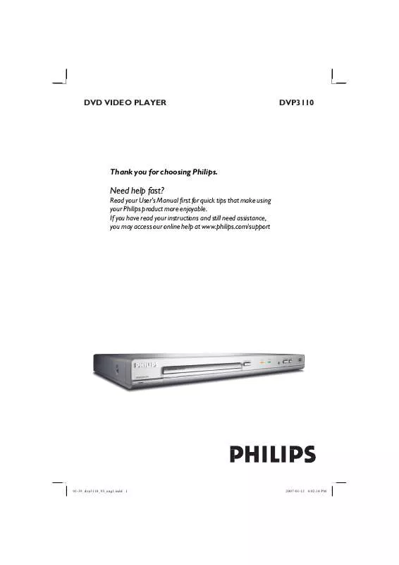 Mode d'emploi PHILIPS DVP3110