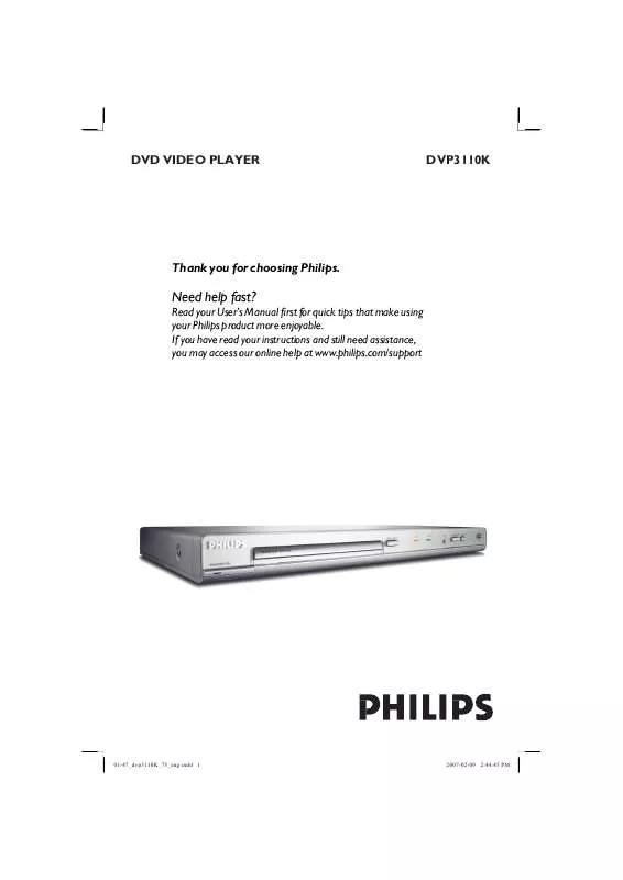 Mode d'emploi PHILIPS DVP3110K