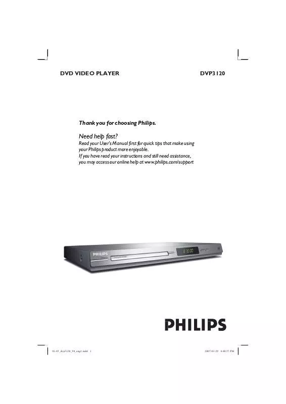 Mode d'emploi PHILIPS DVP3120X