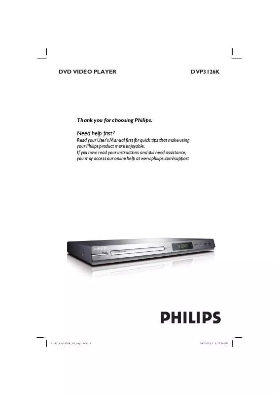 Mode d'emploi PHILIPS DVP3126K