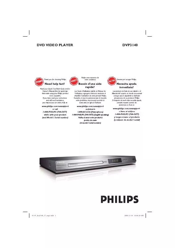 Mode d'emploi PHILIPS DVP3140/37B