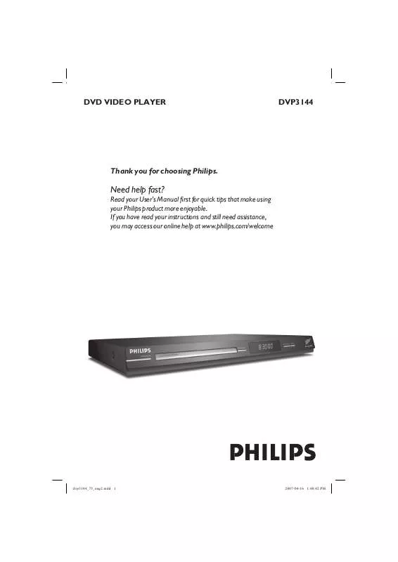 Mode d'emploi PHILIPS DVP3144