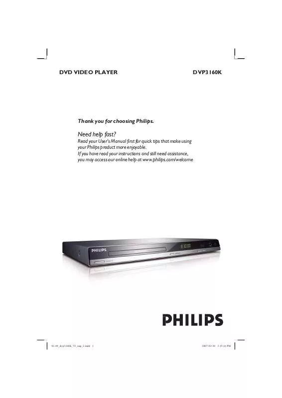 Mode d'emploi PHILIPS DVP3160K