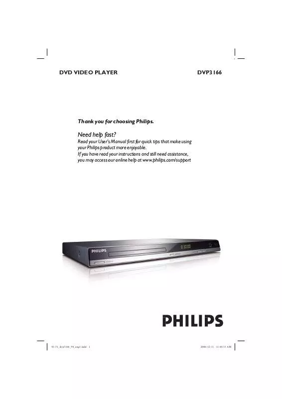 Mode d'emploi PHILIPS DVP3166X