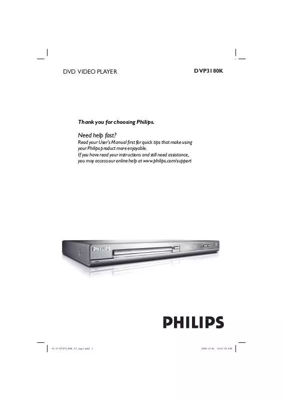 Mode d'emploi PHILIPS DVP3180K