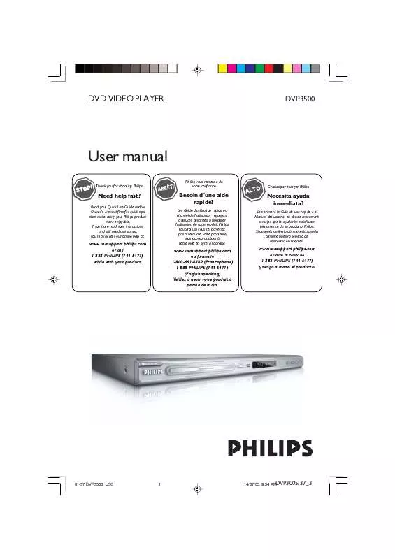 Mode d'emploi PHILIPS DVP3500