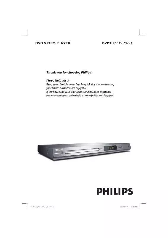 Mode d'emploi PHILIPS DVP3721X