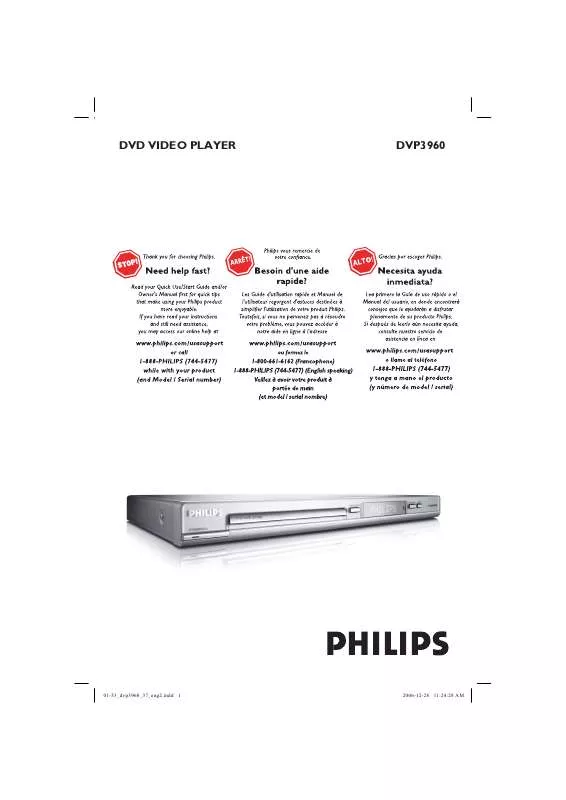 Mode d'emploi PHILIPS DVP3960/37B