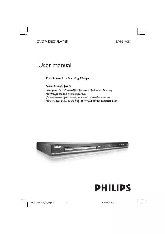 Mode d'emploi PHILIPS DVP5140K