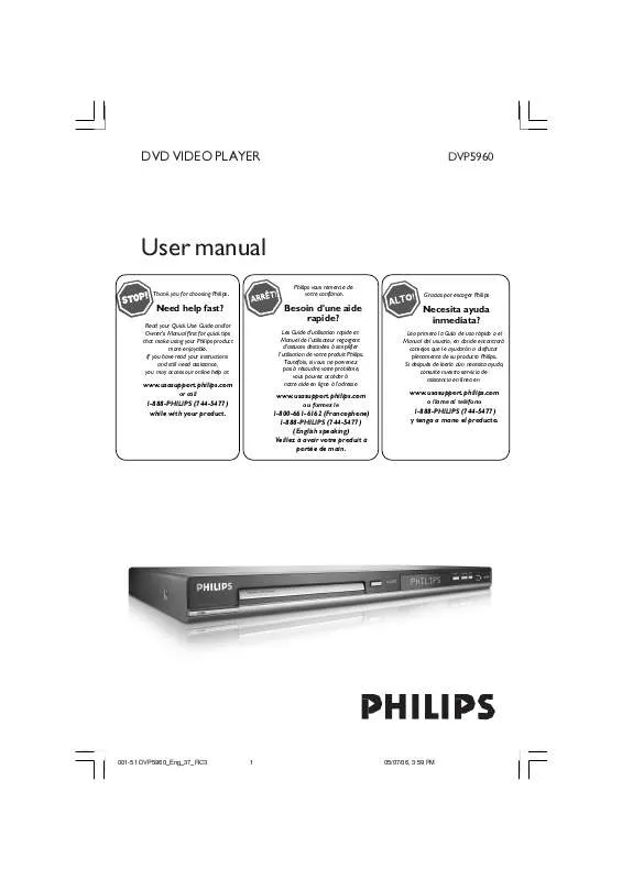 Mode d'emploi PHILIPS DVP5960