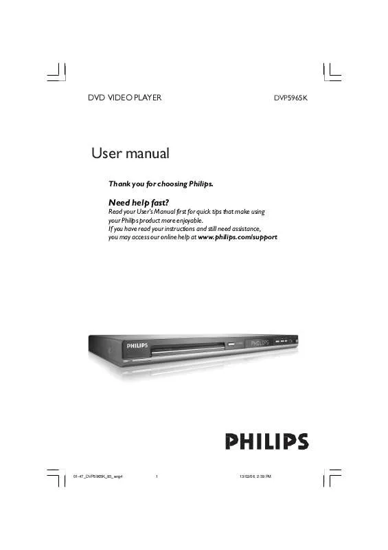 Mode d'emploi PHILIPS DVP5965K