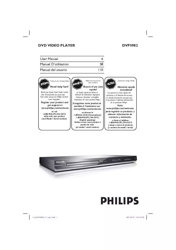 Mode d'emploi PHILIPS DVP5982