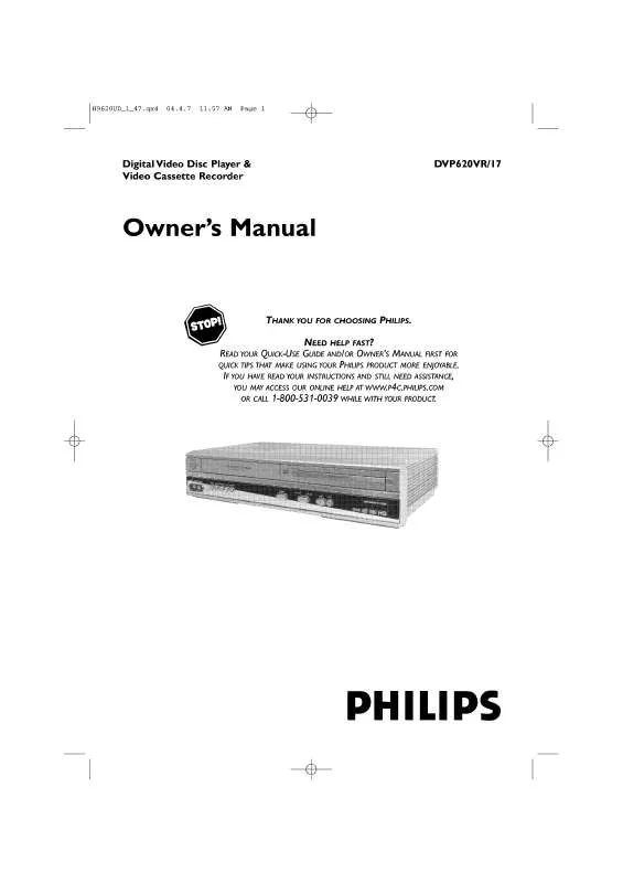 Mode d'emploi PHILIPS DVP620VR-07B