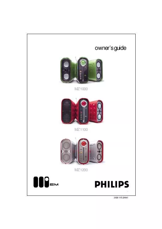 Mode d'emploi PHILIPS EMOTIVE MICRO AUDIO SYSTEM MZ100037