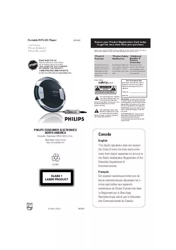 Mode d'emploi PHILIPS EXP3481/07B