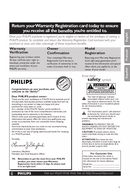 Mode d'emploi PHILIPS FLAT TV 50FD9955-17N