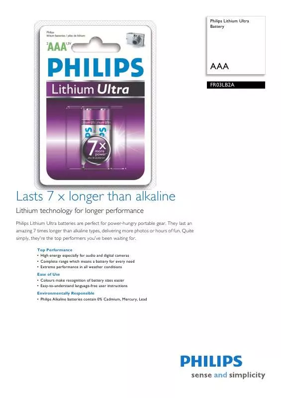 Mode d'emploi PHILIPS FR03LB2A