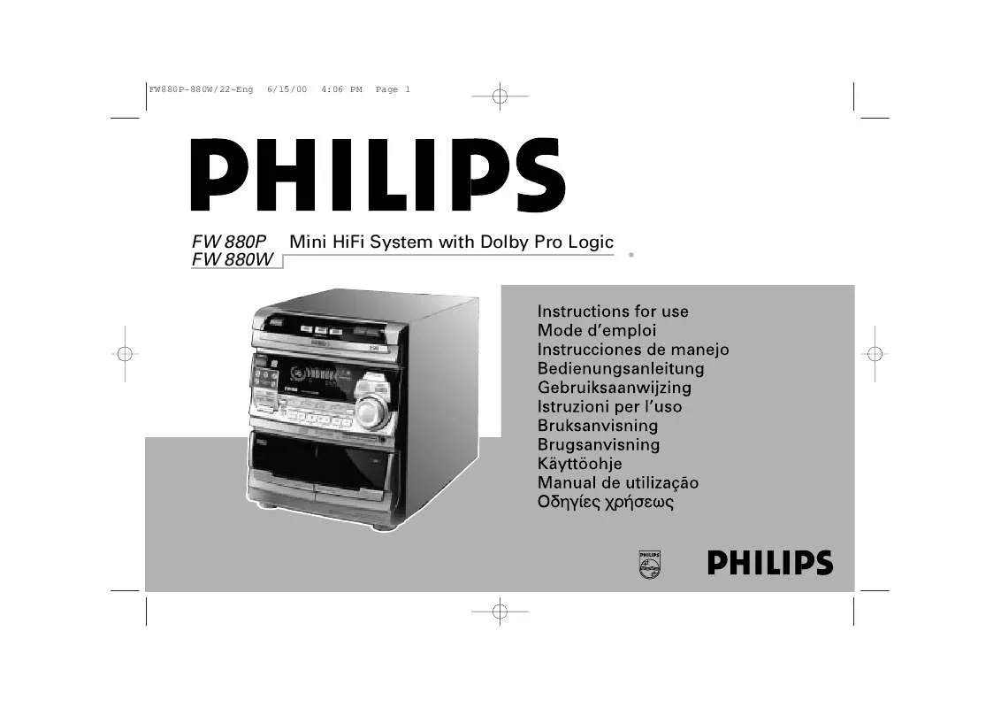 Mode d'emploi PHILIPS FW880SW/P22