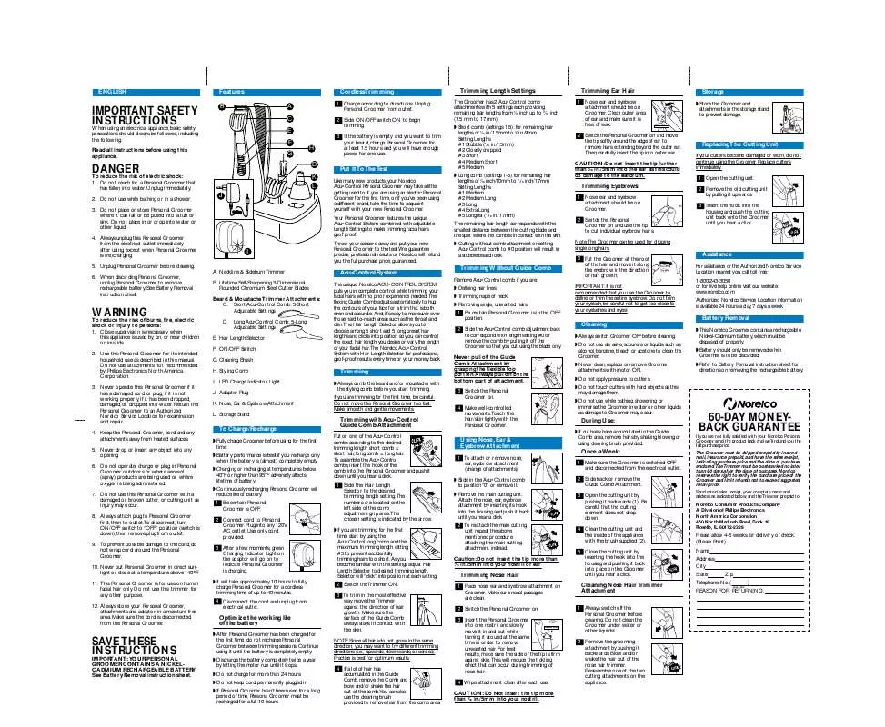 Mode d'emploi PHILIPS G250