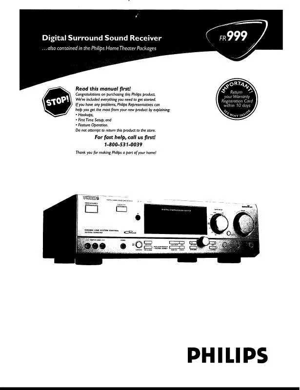 Mode d'emploi PHILIPS HIFI RECEIVER FR999