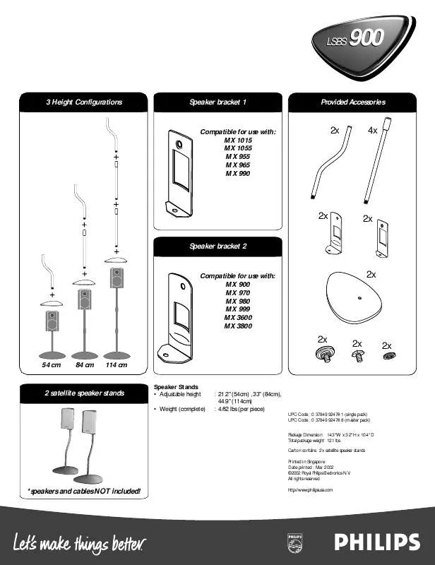 Mode d'emploi PHILIPS HIFI SPEAKER STANDS LSBS900S