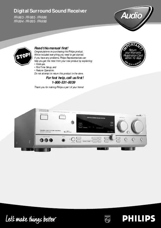 Mode d'emploi PHILIPS HOME CINEMA RECEIVER PACKAGE MX97037