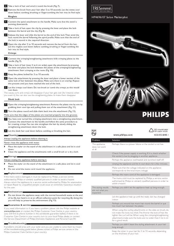 Mode d'emploi PHILIPS HP4696