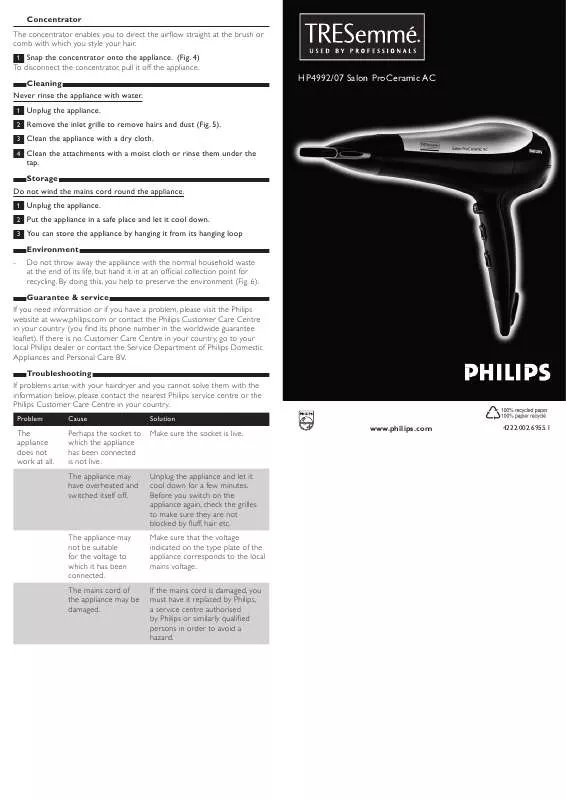 Mode d'emploi PHILIPS HP4992