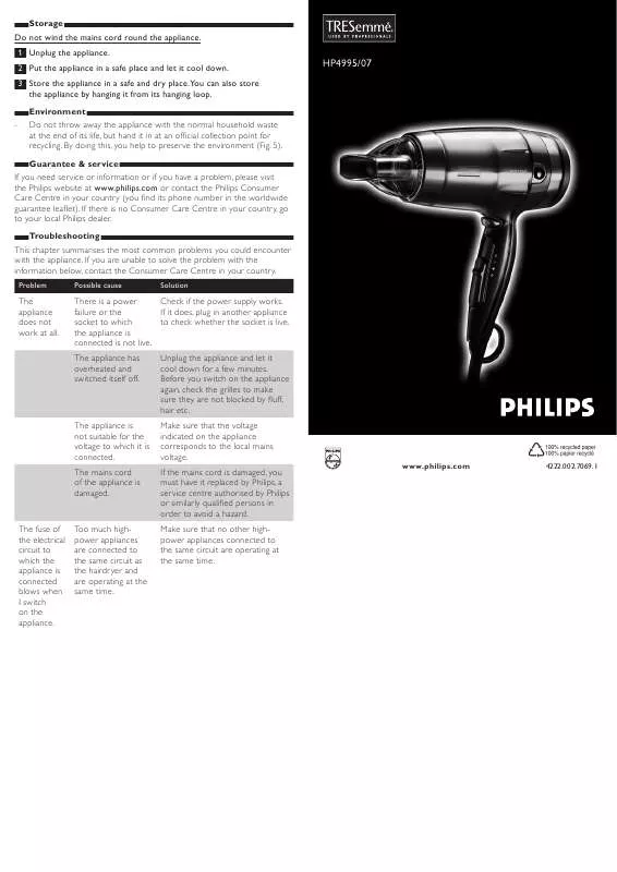 Mode d'emploi PHILIPS HP4995