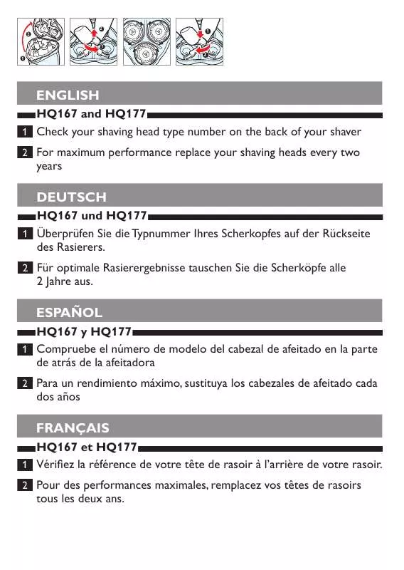 Mode d'emploi PHILIPS HQ167/2P/171