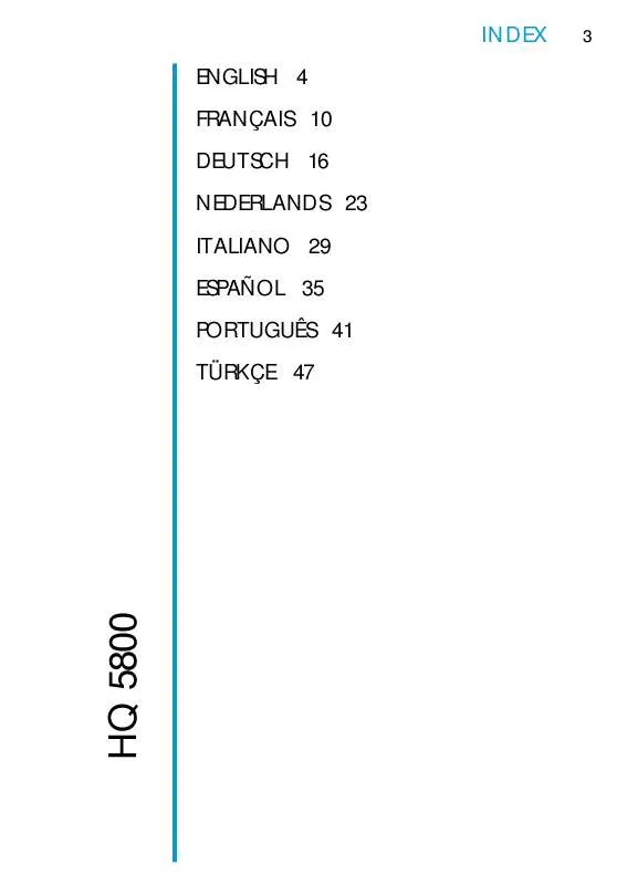 Mode d'emploi PHILIPS HQ5800