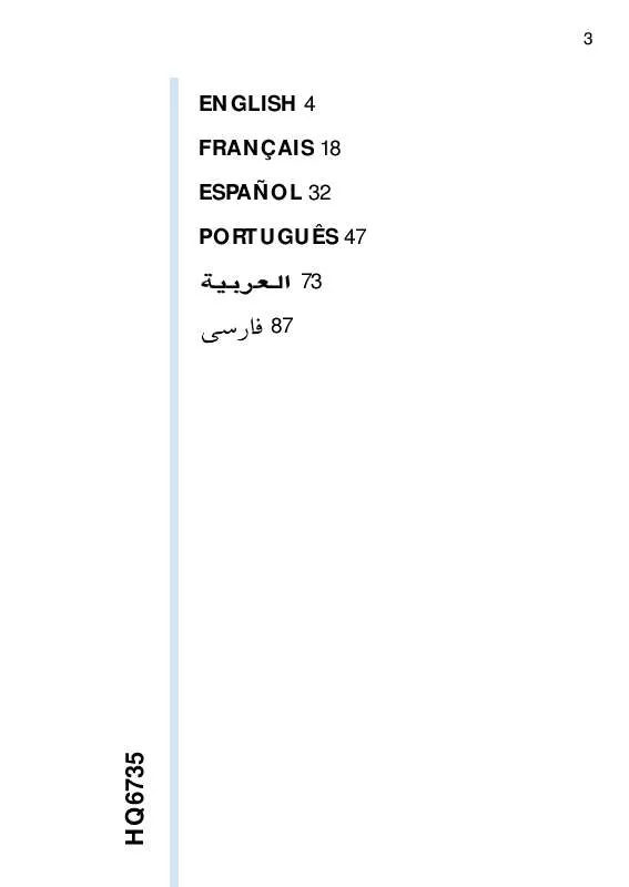 Mode d'emploi PHILIPS HQ6735