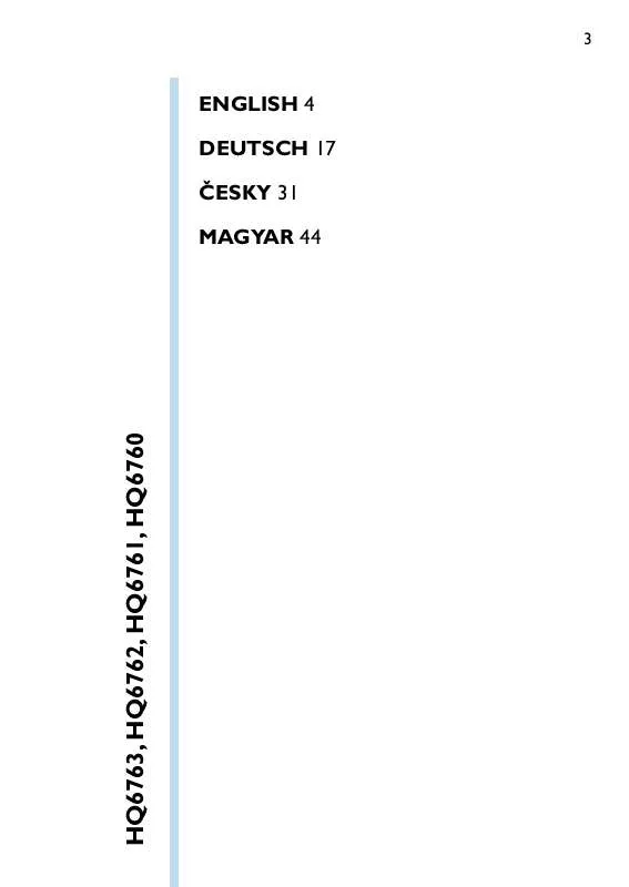 Mode d'emploi PHILIPS HQ6762