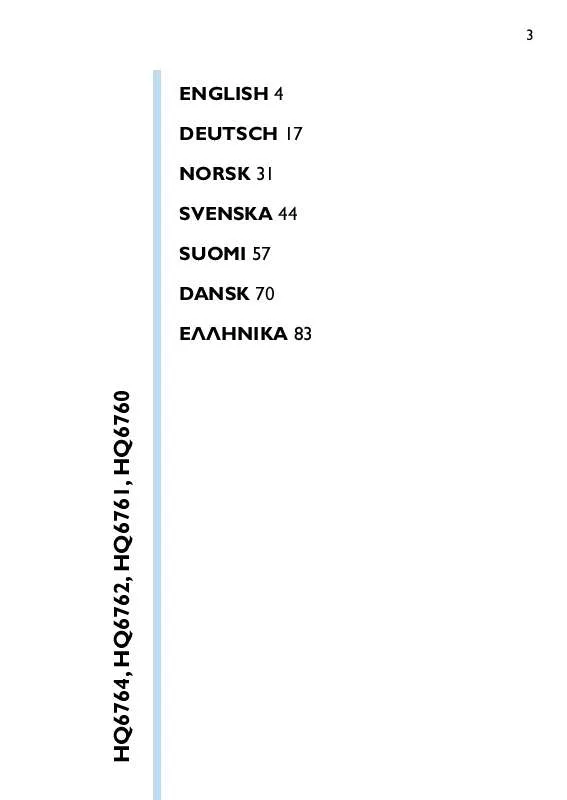 Mode d'emploi PHILIPS HQ6764