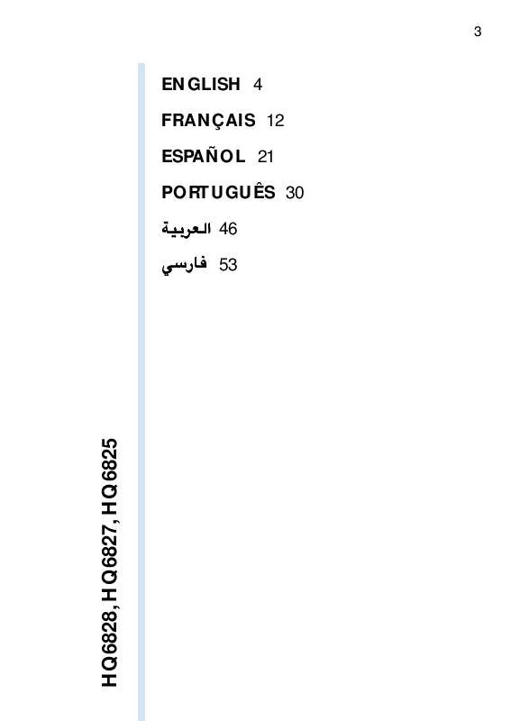 Mode d'emploi PHILIPS HQ6825