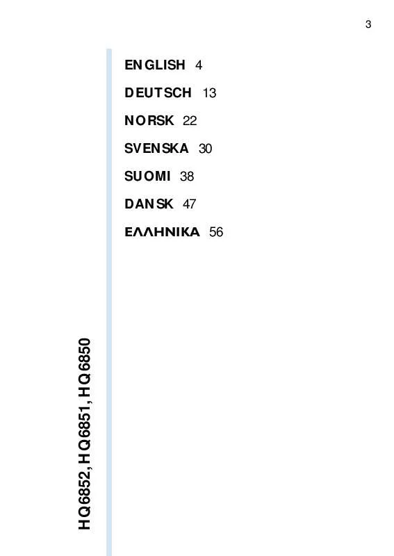 Mode d'emploi PHILIPS HQ6851