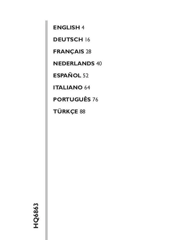 Mode d'emploi PHILIPS HQ6863