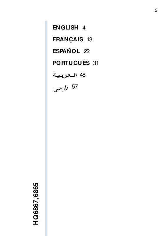 Mode d'emploi PHILIPS HQ6865