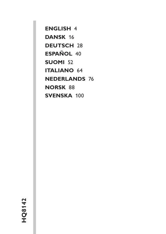 Mode d'emploi PHILIPS HQ8142