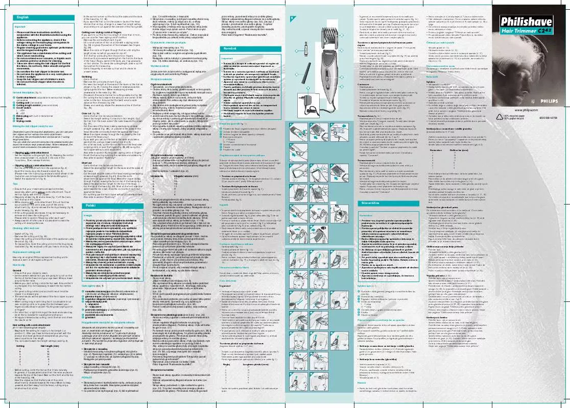 Mode d'emploi PHILIPS HQC242