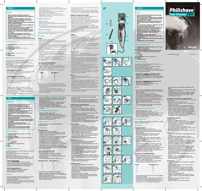 Mode d'emploi PHILIPS HQC 242