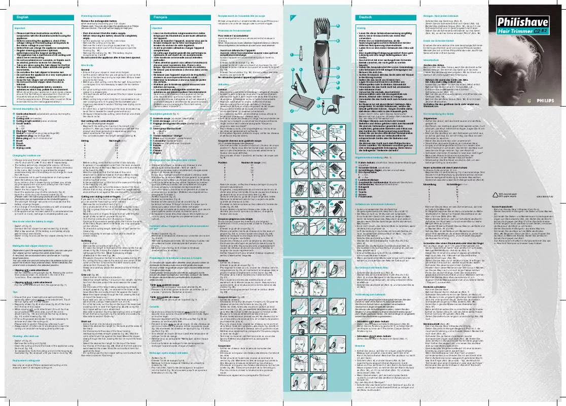 Mode d'emploi PHILIPS HQC282