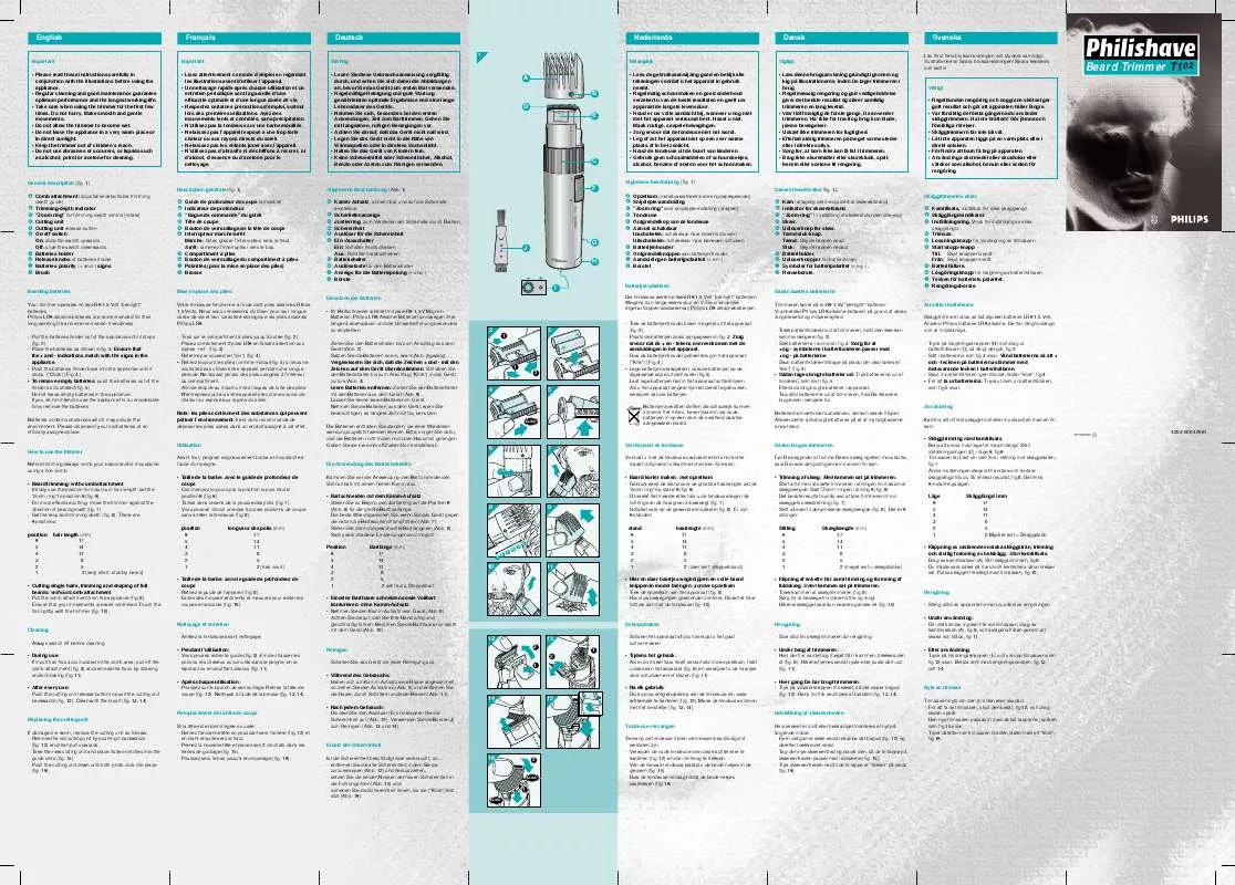 Mode d'emploi PHILIPS HQT102