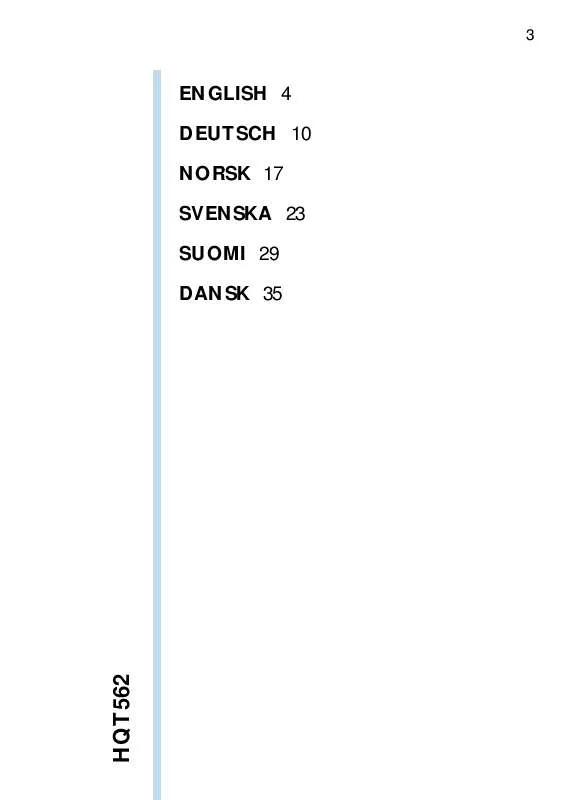 Mode d'emploi PHILIPS HQT562