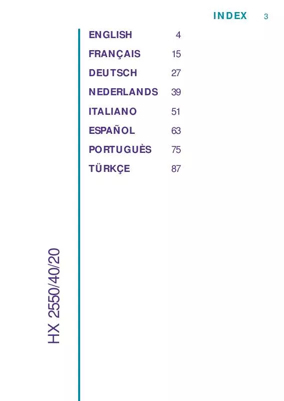 Mode d'emploi PHILIPS HX2540