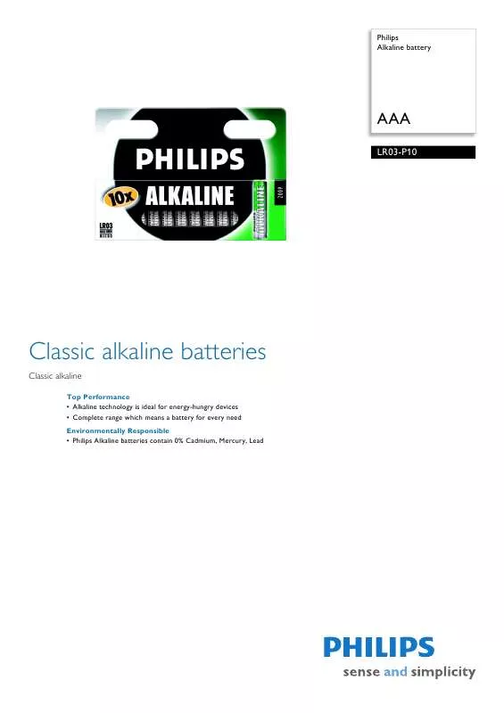 Mode d'emploi PHILIPS LR03-P10