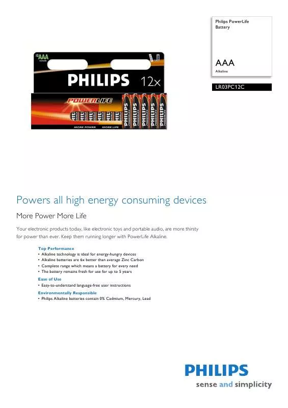 Mode d'emploi PHILIPS LR03PC12C